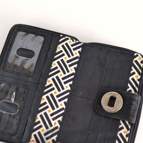 Vera Bradley Classic Black Quilted Turnlock Clutch Wallet with Zip-Around - Picture 3 of 6